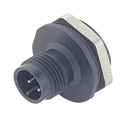 Illustration M12 Male panel mount connector, Contacts: 4, unshielded, solder, IP67, PG 11, Front mounting