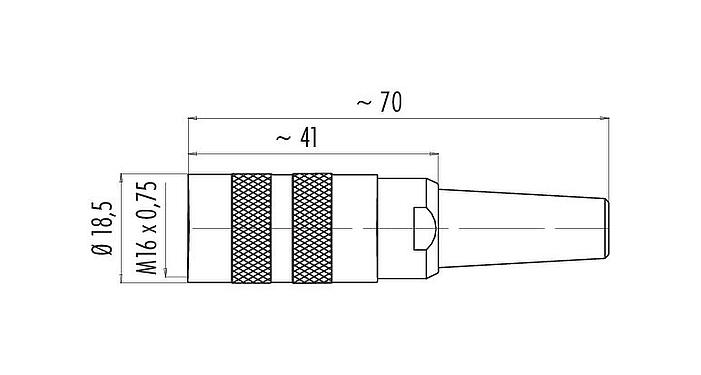 Schaaltekening M16 Kabeldoos, aantal polen: 2 (02-a), 4,0-6,0 mm, schermbaar, soldeer, IP40