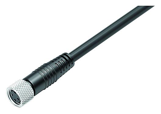 Illustratie M8 Kabeldoos, aantal polen: 4, afgeschermd, aan de kabel aangegoten, IP67/IP69K, PUR, zwart, 4 x 0,34 mm², 2 m