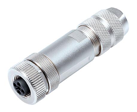 Illustration M12 Connecteur femelle, Contacts: 4, 8,0-9,0 mm, blindable, pince à visser, IP67, UL 2238, ressort à iris