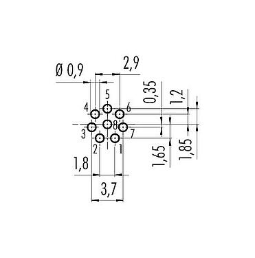 Geleiderconfiguratie M8 Female panel mount connector, aantal polen: 8, onafgeschermd, THT, IP67, UL 2238, M12x1,0, Achterwandmontage, gegoten