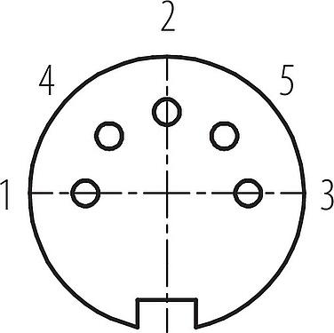 Disposition des contacts (Côté plug-in) M16 Embase femelle, Contacts: 5 (05-b), non blindé, THT, IP40, M18x0,75, Montage mural arrière