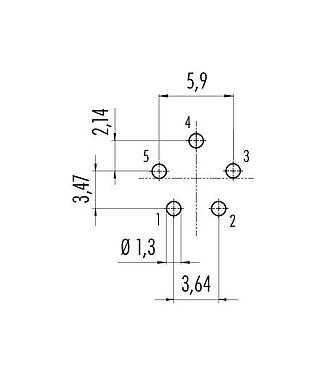 Geleiderconfiguratie 99 9115 490 05 - Snap-In Male panel mount connector, aantal polen: 5, onafgeschermd, THT, IP67