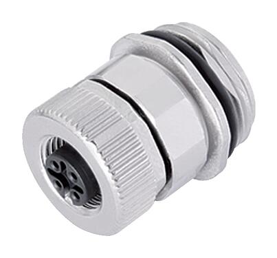 Ilustração M12 Soquete de flange, Contatos: 5, desprotegido, pinça de parafuso, IP67, UL 2238, VDE, M20x1,5, Montagem frontal, para o fornecimento de energia elétrica (Power)