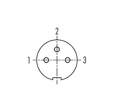 Disposition des contacts (Côté plug-in) Baïonnette Embase femelle, Contacts: 3, non blindé, souder, IP40, M10x0,75, Montage frontal