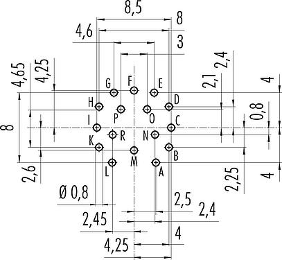 导体结构 M16 孔头法兰座, 极数: 16, 非屏蔽, THT, IP40, M18x0,75, 後壁安裝