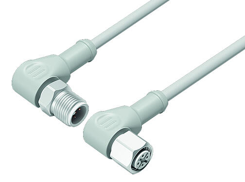 Illustration 77 3734 3727 40912-0500 - M12/M12 Connecting cable male angled connector - female angled connector, Contacts: 12, unshielded, moulded on the cable, IP69K, Ecolab, FDA compliant, Special TPE, grey, 12 x 0.25 mm², Food & Beverage, stainless steel, 5 m