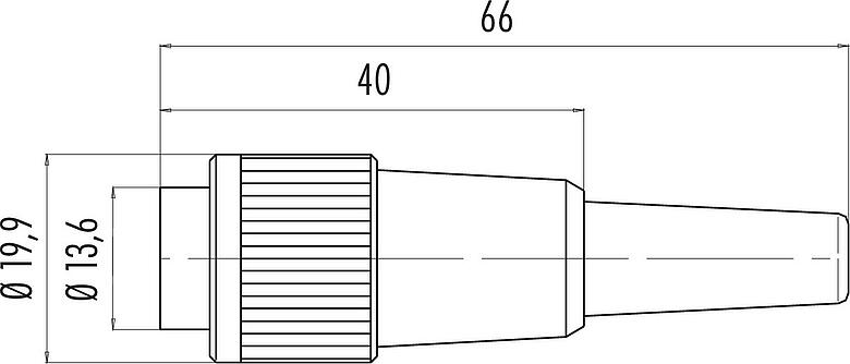 Dessin coté Baïonnette Connecteur mâle, Contacts: 4, 3,0-6,0 mm, non blindé, souder, IP40