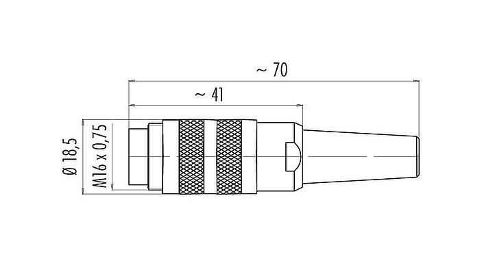 縮尺図 M16 オスコネクタケーブル, 極数: 7 (07-a), 4.0-6.0mm, シールド可能, はんだ, IP40