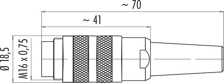 Schaaltekening M16 Kabelstekker, aantal polen: 6 (06-a), 6,0-8,0 mm, schermbaar, soldeer, IP40