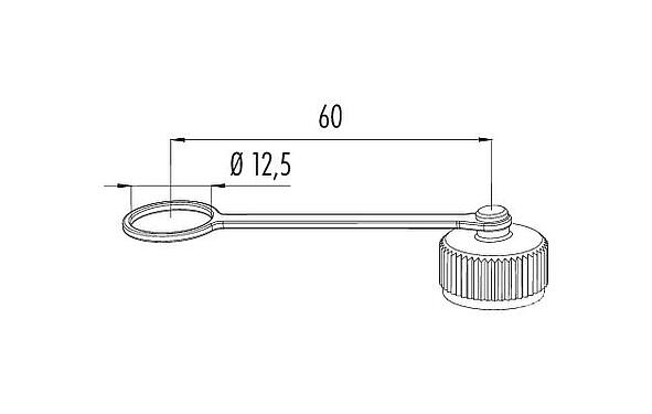Maßzeichnung Schutzkappe, IP67, mit Halteband