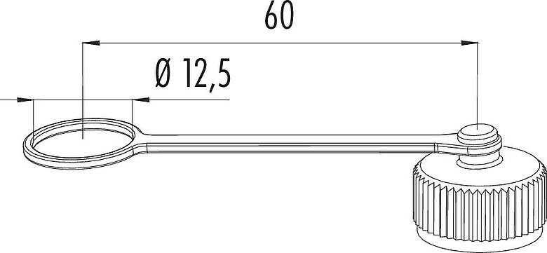 Scale drawing Protecting cap, IP67, with retaining strap