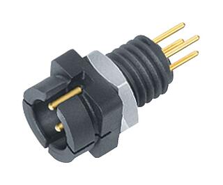 Snap-In Male panel mount connector, Contacts: 5, unshielded, THT, IP40, 1/4" 28 UNF, Front mounting