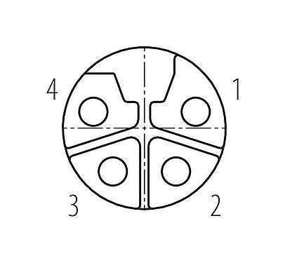 Disposizione dei contatti (lato connessione) M12 Connettore cavo femmina, Numero poli: 4, 8,0-13,0 mm, non schermato, morsetto a vite, IP67, UL 2238, M12x1,0