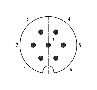 Polbild (Steckseite) 09 0063 00 07 - Bajonett Kabelstecker, Polzahl: 7, 5,0-8,0 mm, schirmbar, löten, IP40