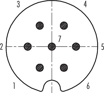 Disposition des contacts (Côté plug-in) Baïonnette Embase mâle, Contacts: 7, non blindé, souder, IP40, Montage frontal