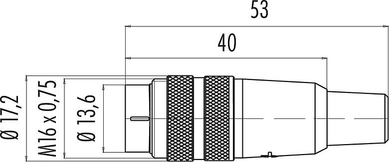Desenho da escala M16 Plugue de cabo, Contatos: 2 (02-a), 6,0-8,0 mm, desprotegido, solda, IP40