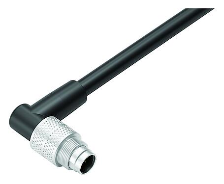 Illustratie M9 Male haakse connector, aantal polen: 8, onafgeschermd, aan de kabel aangegoten, IP67, PUR, zwart, 8 x 0,14 mm², 5 m