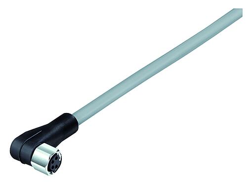 Minh hoạ M8 Ổ cắm bẻ góc, Số lượng cực : 3, không có chống nhiễu, ép phun vào dây cáp, IP67/IP69K, UL 2238, PVC, màu xám, 3x0,34mm², Tthép không gỉ, 2m