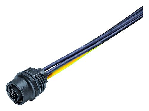 Minh hoạ M12 Ổ cắm gắn bảng, Số lượng cực : 4, không có chống nhiễu, dây đơn, IP68, UL 2238, M16x1,5, Gắn phía trước