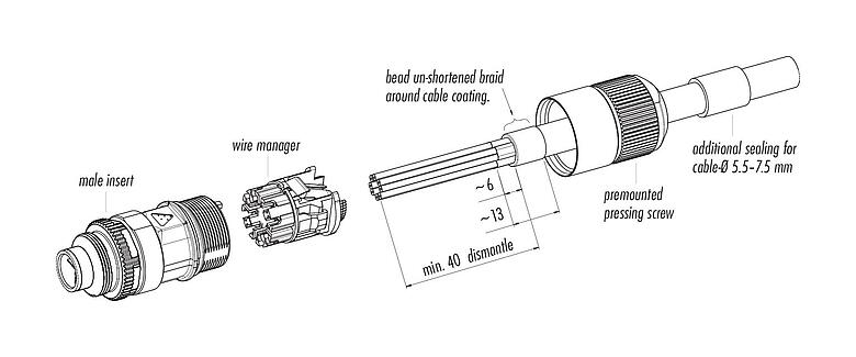 Instrução de montagem 99 4171 00 08 - M16 Plugue de cabo, Contatos: 8, 5,5-9,0 mm, blindável, IDC, IP67