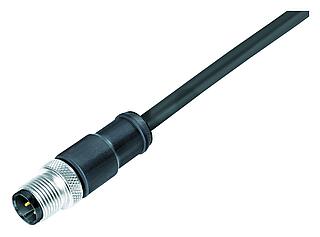 M12 케이블 커넥터, 콘택트 렌즈: 4, 쉴드, 케이블에 몰딩, IP67, UL 2238, PUR, 검정, 4x0.34 mm², 5m