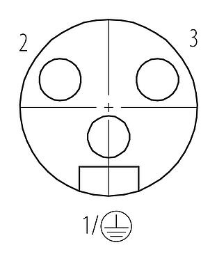 Расположение контактов (вставная сторона) 7/8" Кабельная розетка, Количество полюсов: 2+PE, 6,0-8,0 мм, не экранированный, винтовая клемма, IP67, UL 2238, VDE