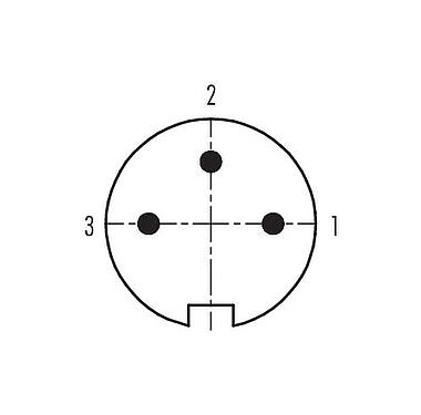 コンタクト配列(接続側) プッシュ・プル オスコネクタケーブル, 極数: 3, 4.0-8.0mm, シールド可能, はんだ, IP67