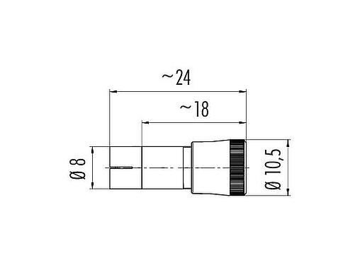 比例图 Snap-in 快插 直头针头电缆连接器, 极数: 4, 3.0-4.0mm, 非屏蔽, 焊接, IP40