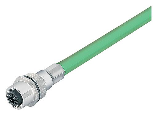 插圖 M12 孔頭法蘭座, : 4, 遮罩, 法蘭座帶電纜, IP67, UL, M16x1.5, Profinet, PUR, 綠色, 2x2xAWG 22, 板前安裝, 0.5m