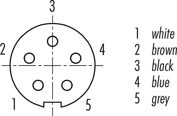 Arranjo de contato (Lado do plug-in) M9 Tomada angular, Contatos: 5, blindado, moldado no cabo, IP67, PUR, preto, 5 x 0,25 mm², 2 m