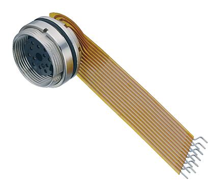 Illustratie M16 Female panel mount connector, aantal polen: 12 (12-a), onafgeschermd, THT, IP67, M18x0,75, Achterwandmontage