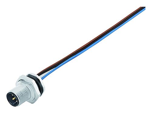 イラストレーション M12 オスパネルマウントコネクタ, 極数: 4, 非シールド, 単線, IP68, M16x1.5, 背面パネルマウント