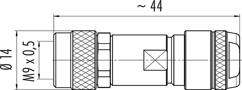 스케일 드로잉 M9 케이블 소켓, 콘택트 렌즈: 3, 4.0-5.5mm, 차폐 가능, 솔더, IP67, 아이리스 스프링