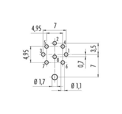 Geleiderconfiguratie 09 0127 290 07 - M16 Male panel mount connector, aantal polen: 7 (07-a), schermbaar, THT, IP68, UL, aan voorkant verschroefbaar