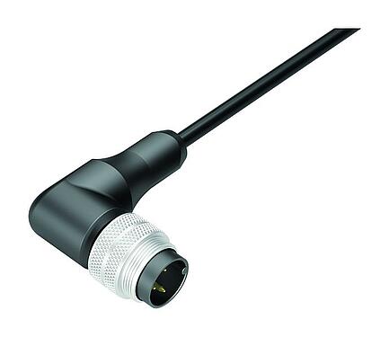 일러스트 M16 각진 플러그, 콘택트 렌즈: 3, 차폐되지 않음, 케이블에 몰딩, IP67, PUR, 검정, 3x0.34mm², 2m