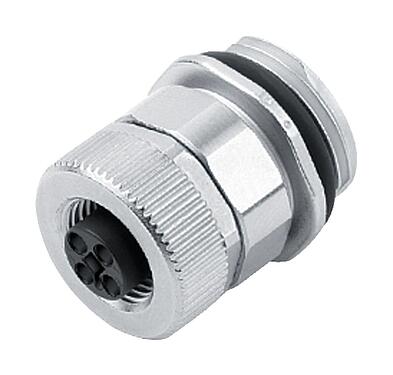 Abbildung M12 Flanschdose, Polzahl: 4, ungeschirmt, schraubklemm, IP68, UL 2238, VDE, M20x1,5, Frontmontage