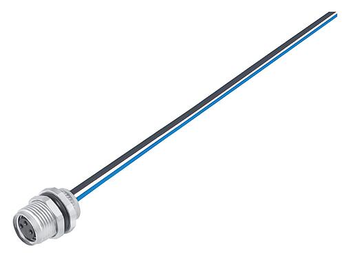 Illustratie M8 Female panel mount connector, aantal polen: 3, onafgeschermd, draden, IP67/IP69K, UL 2238, M10x0,75, Achterwandmontage, gegoten