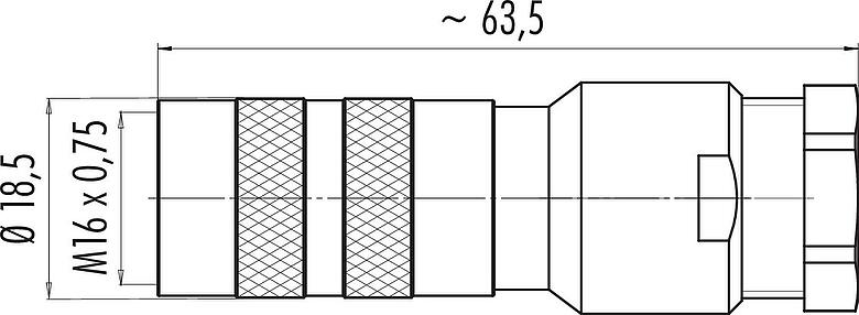 Výkres v měřítku M16 Kabelová box, : 16, 8,0-10,0 mm, stínitelné, pájka, IP67, UL 2238, s ochranným kroužkem