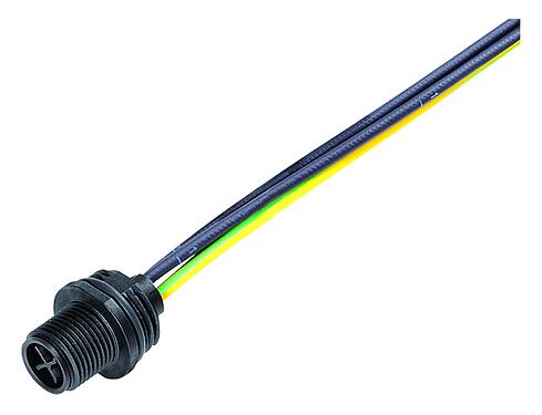 Abbildung M12 Flanschstecker, Polzahl: 4, ungeschirmt, Litzen, IP68, UL 2238, M16x1,5, Frontmontage, vergossen
