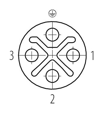 Расположение контактов (вставная сторона) M12 Угловая розетка, Количество полюсов: 3+PE, 8,0-10,0 мм, не экранированный, винтовая клемма, IP67, UL 2238, VDE