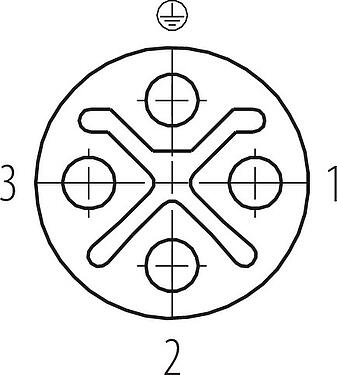 Disposizione dei contatti (lato connessione) M12 Connettore cavo femmina, Numero poli: 3+PE, 6,0-8,0 mm, non schermato, morsetto a vite, IP67, UL 2238, VDE