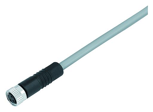 Illustration 77 3406 0000 20004-0500 - M8 Female cable connector, Contacts: 4, unshielded, moulded on the cable, IP67/IP69K, UL, PVC, grey, 4 x 0.34 mm², 5 m