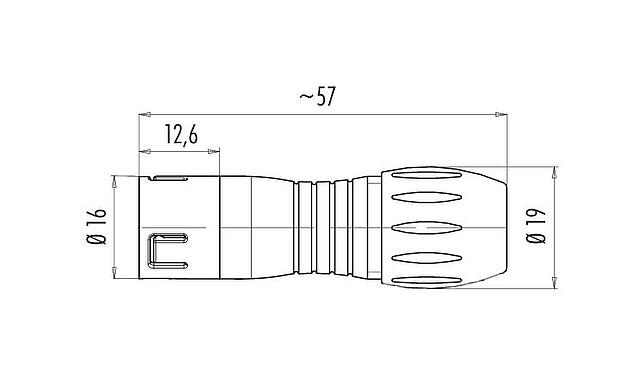 Maßzeichnung Snap-In Kabelstecker, Polzahl: 12, 6,0-8,0 mm, ungeschirmt, löten, IP67