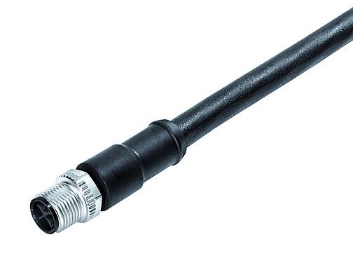插图 77 0689 0000 50704-0200 - M12 直头针头电缆连接器, 极数: 3+PE, 非屏蔽, 预铸电缆, IP68, PUR, 黑色, 4x1.50mm², 2m
