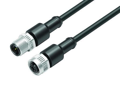 Иллюстрация 77 3430 3429 50003-0200 - M12/M12 Соединительный кабель кабельный штекер - кабельная розетка, Количество полюсов: 3, не экранированный, формовка на кабеле, IP69K, UL, PUR, черный, 3 x 0,34 мм², 2 м