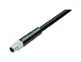 M5 Zástrčka kabelu, : 4, nestíněný, vylisované na kabelu, IP67, UL 2238, M5x0,5, PUR, černá, 4 x 0,25 mm², 2 m