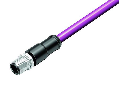 イラスト(実際とは異なる場合があります) M12 Male cable connector, Contacts: 2, shielded, moulded on the cable, IP67, UL 2238, Profibus, PUR, violet, 2 x 0.25 mm², 10 m