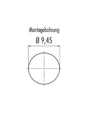 Montageanleitung / Montageausschnitt M12 Einbaustecker, Polzahl: 4, ungeschirmt, THT, IP67, Frontmontage