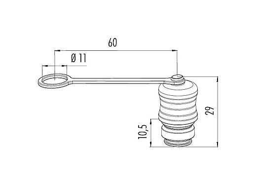 Maßzeichnung Schutzkappe, IP67, mit Halteband